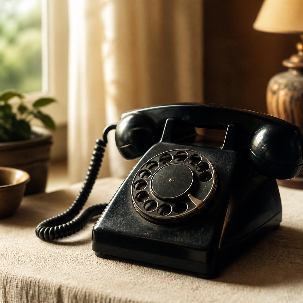 Eski siyah çevirmeli telefon